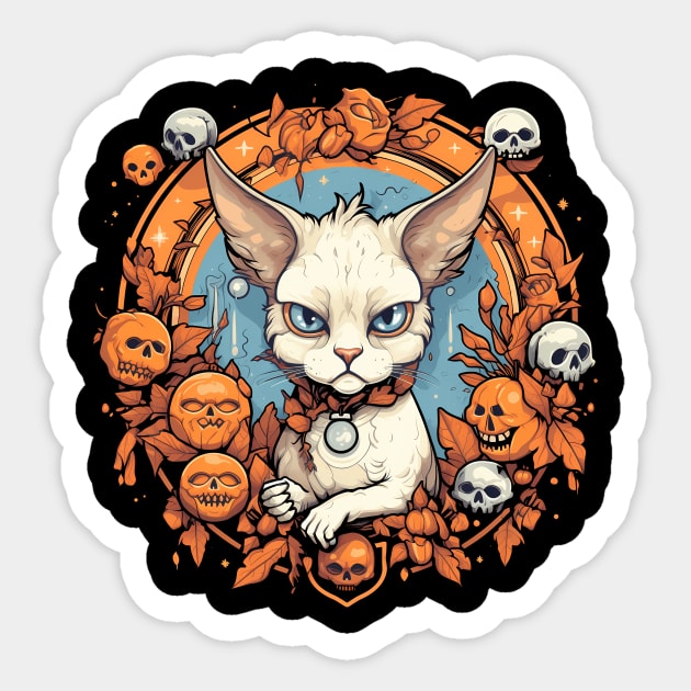 Devon Rex Cat Cat Halloween, Cat Lover Sticker by logiamerch